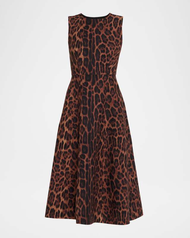 Eloise Ocelot-Print Sleeveless Dress